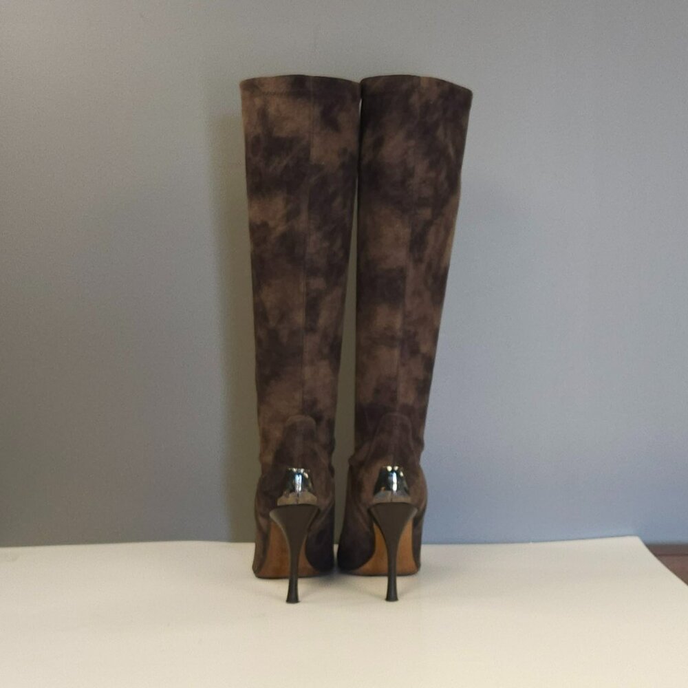 Donald J. Pliner Brown Suede Knee-High Stiletto Boots - Picture 4 of 4